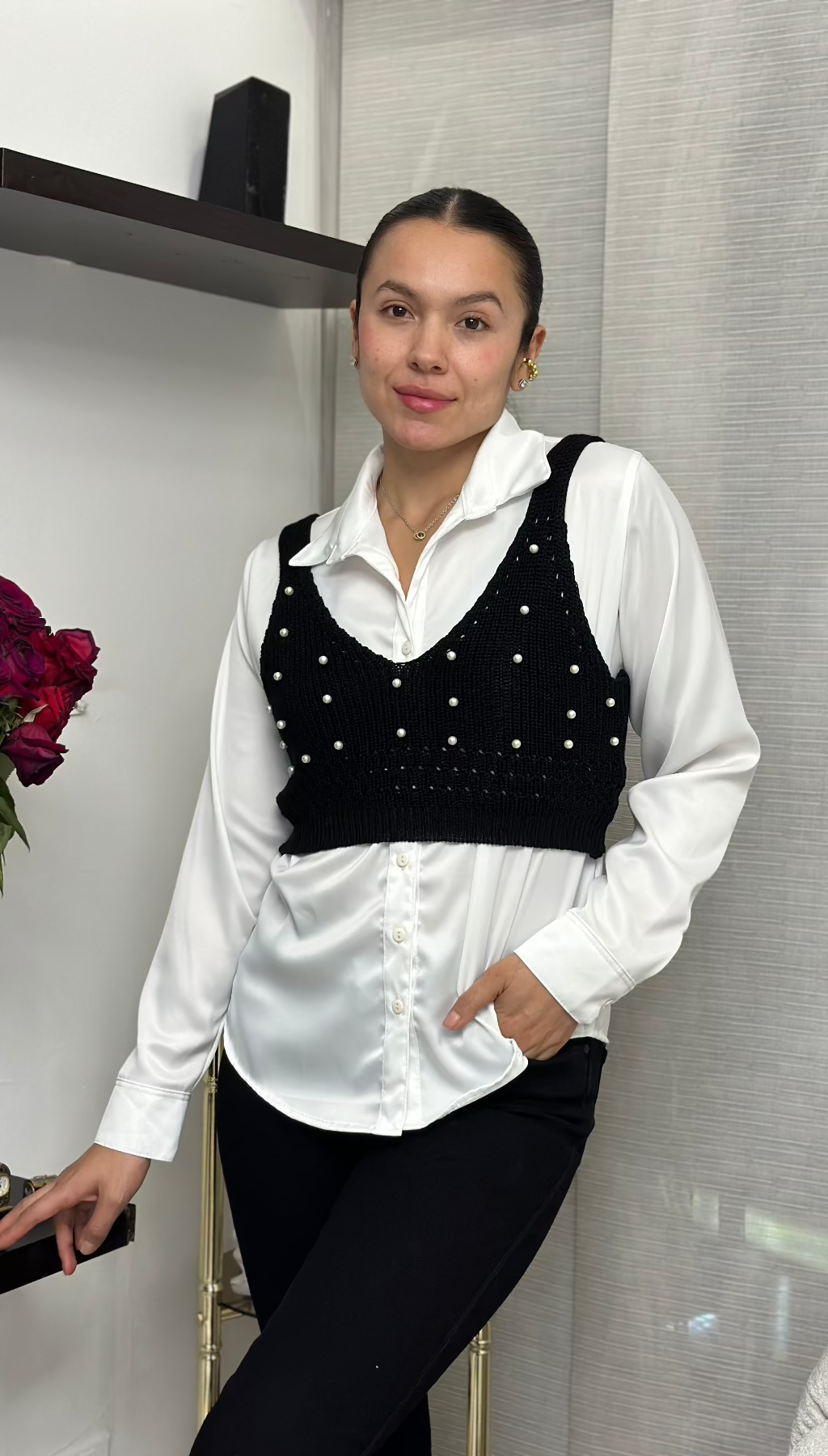 Camisa larga satín