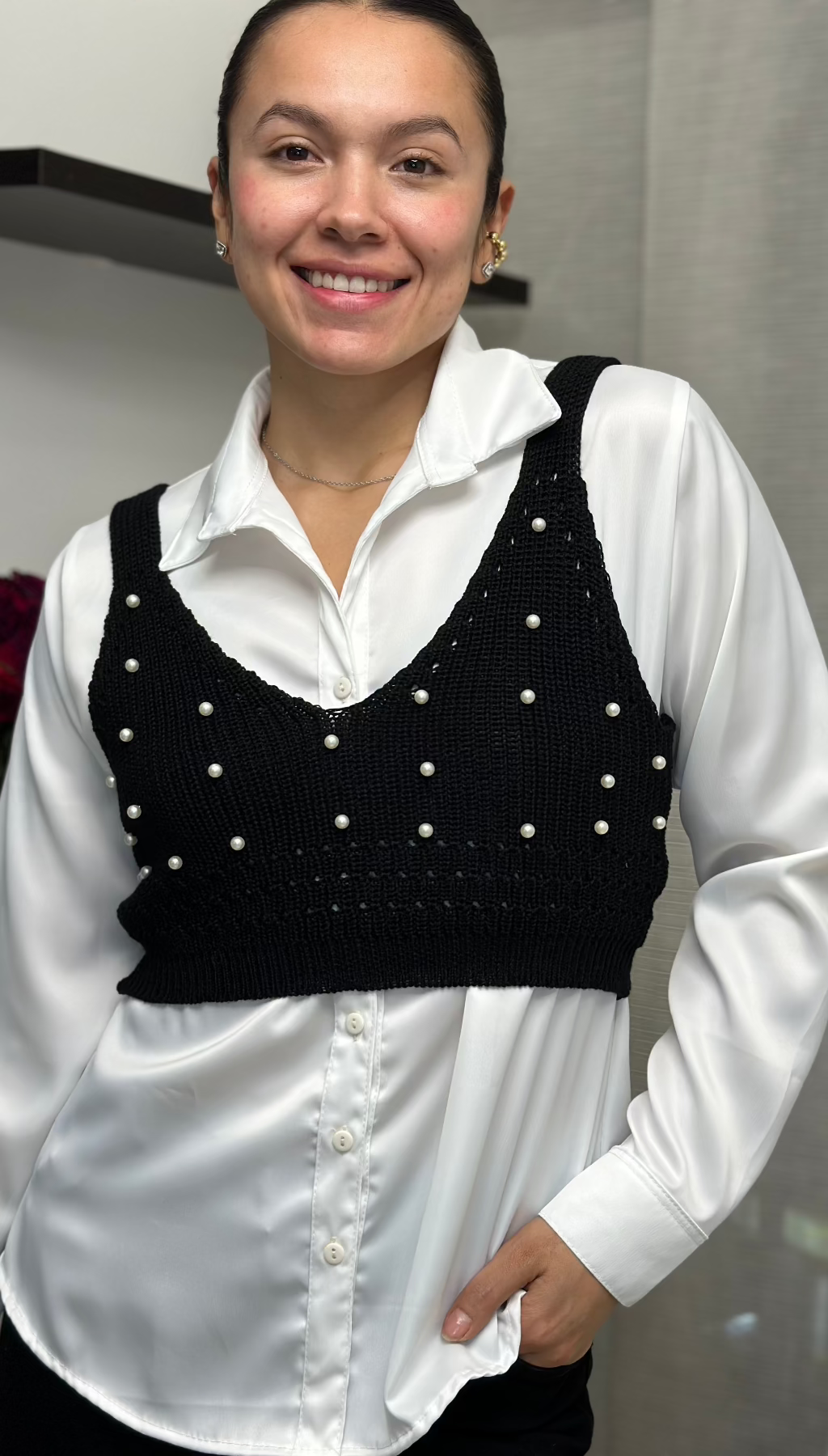 Camisa larga satín