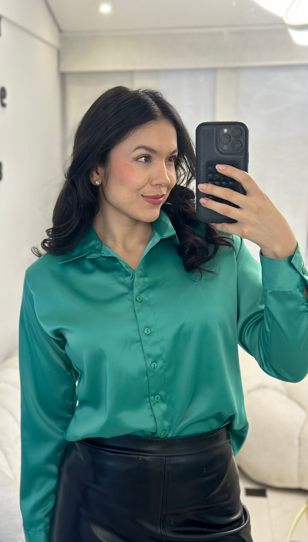 Camisa larga satín