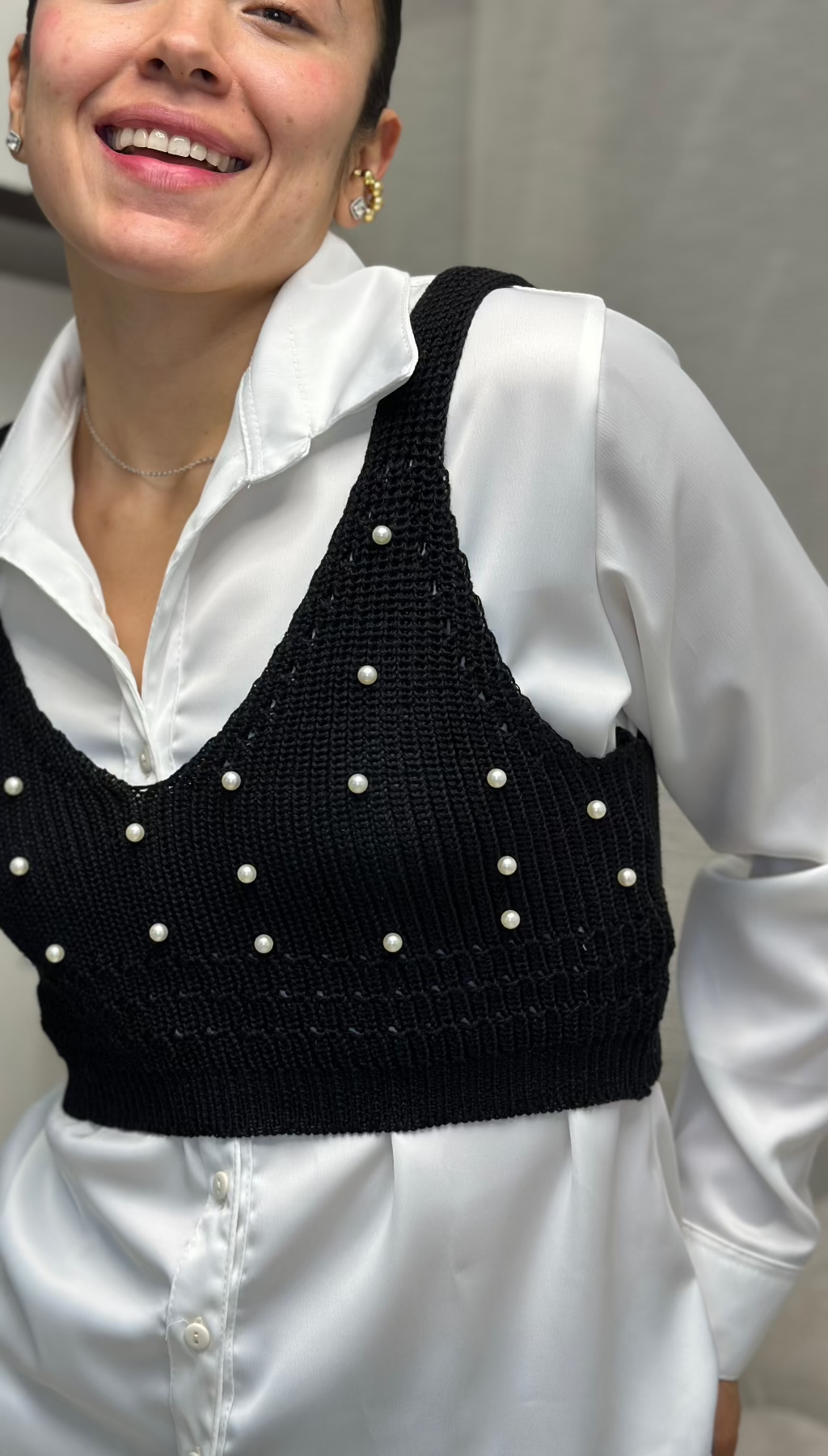 Camisa larga satín