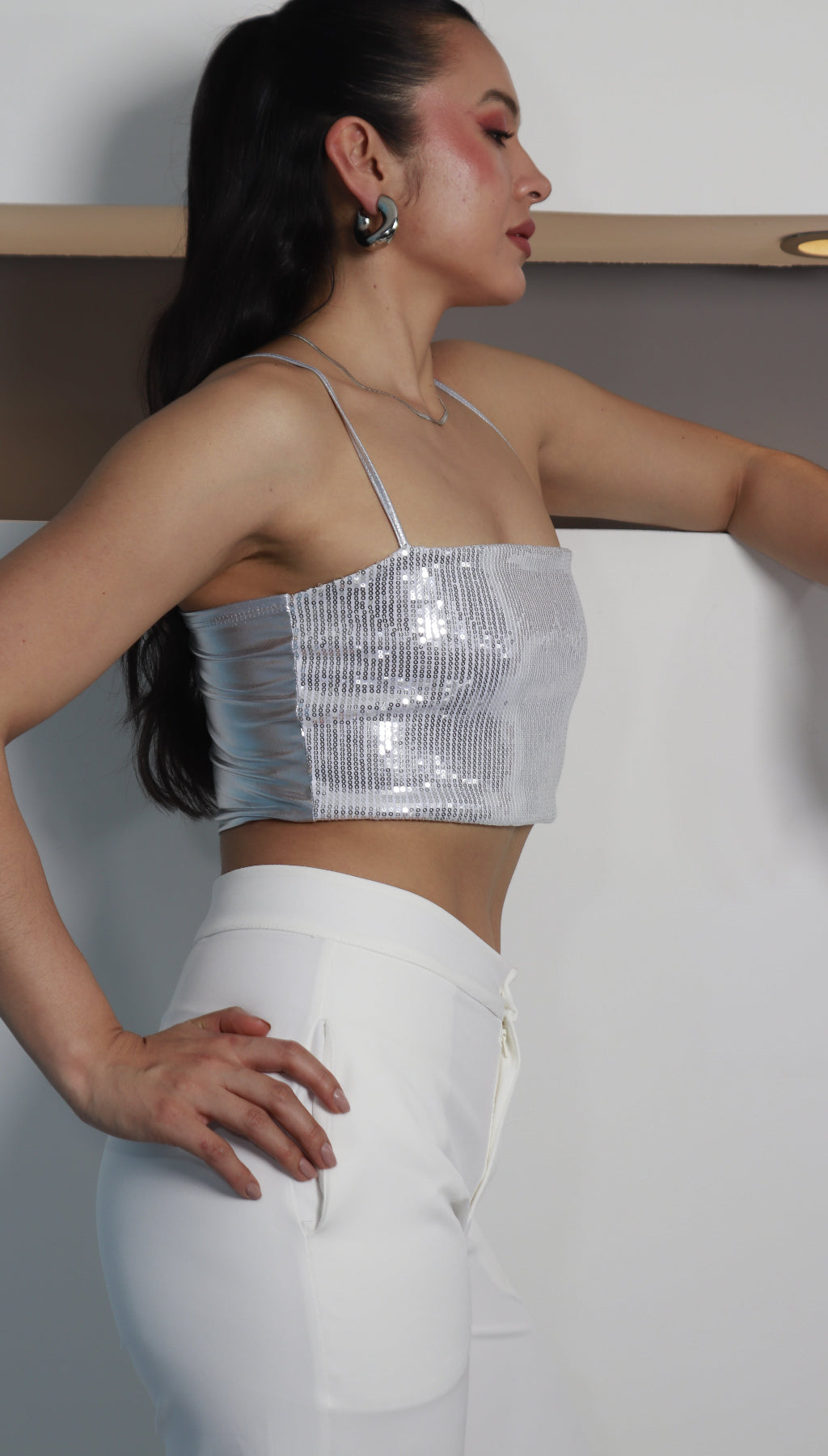 Crop top lentejuelas de tiras