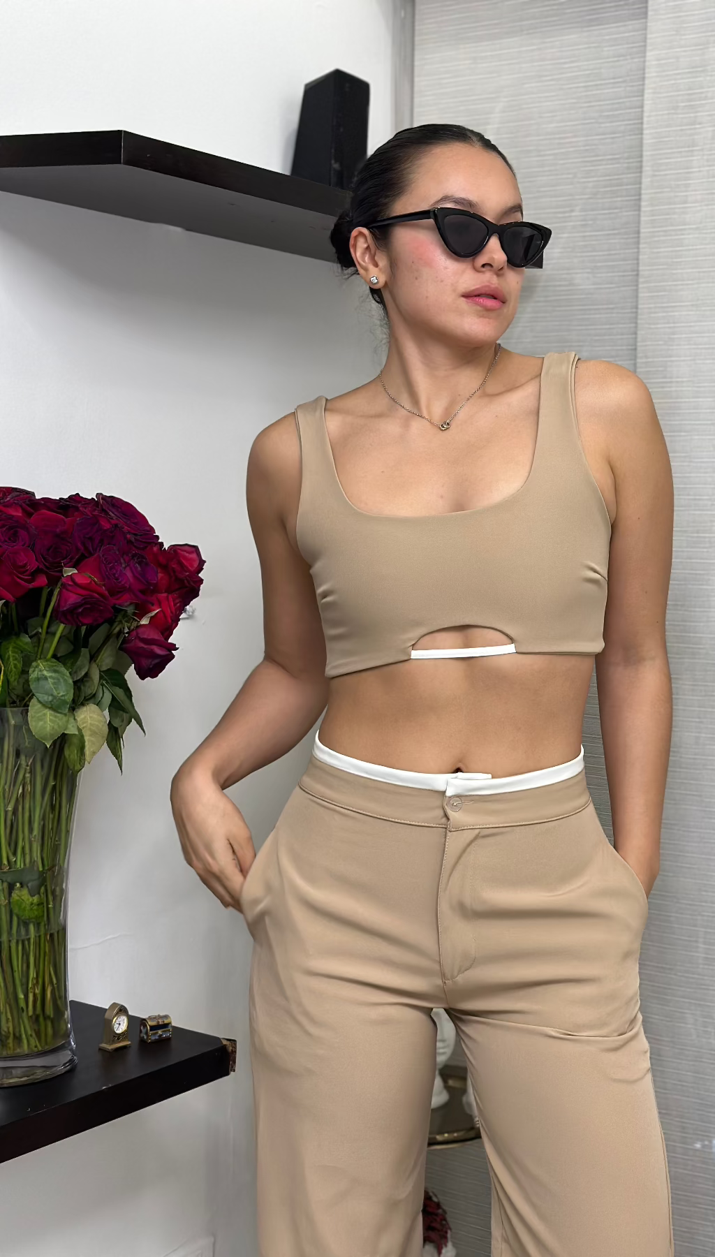 Set crop top y pantalon