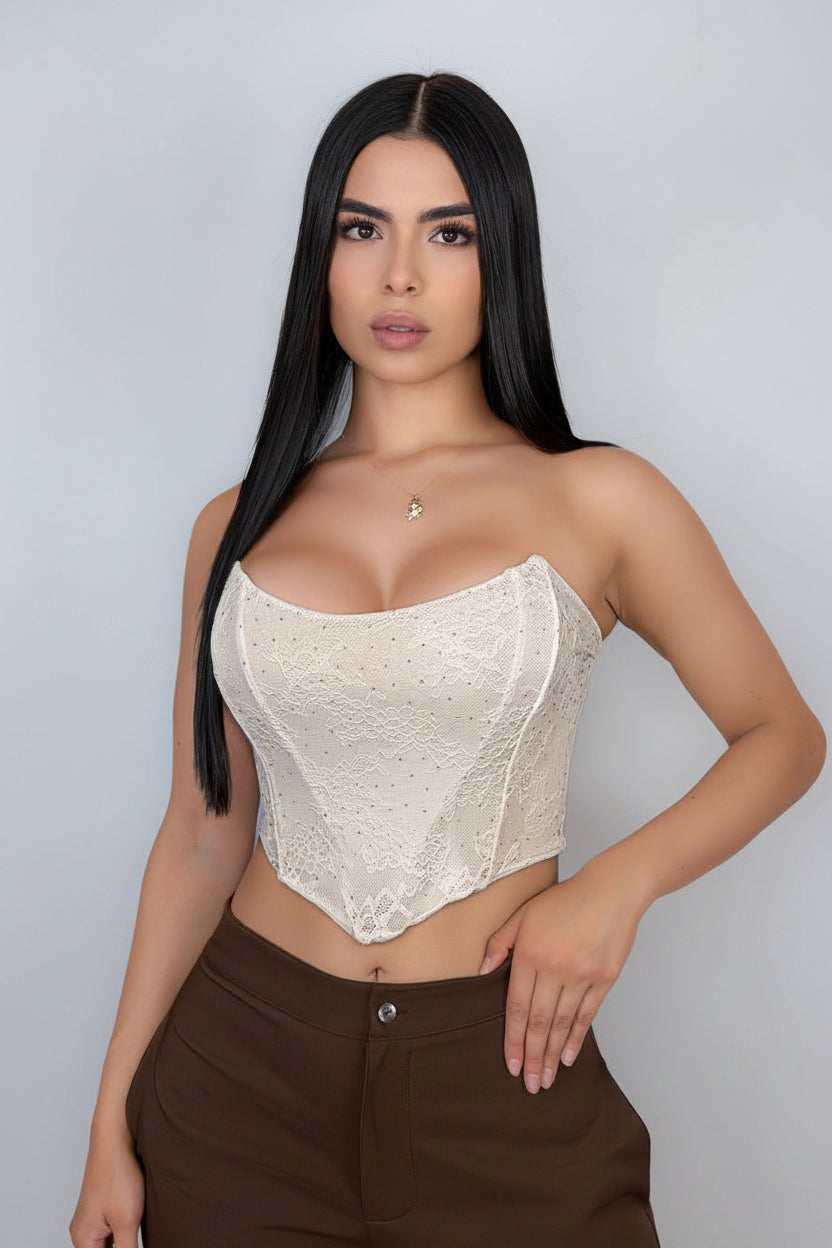 Corset encaje y brillos