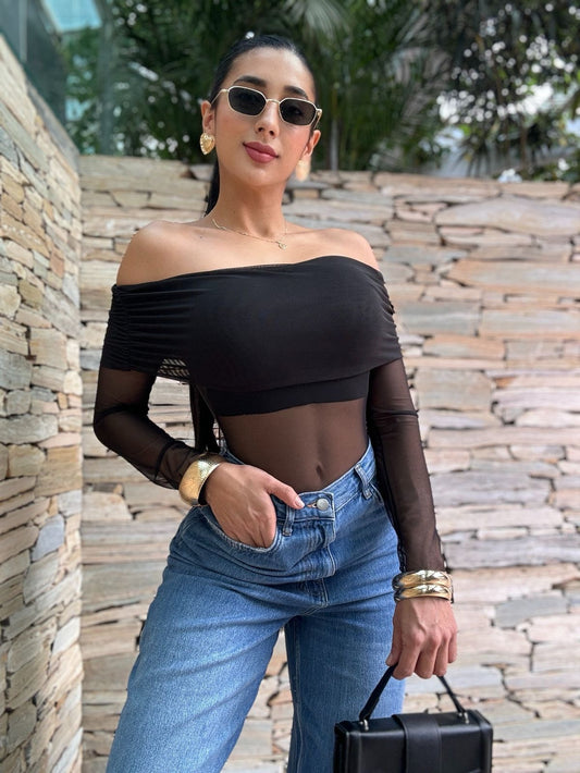 Blusa Cuello Bandeja Transparente