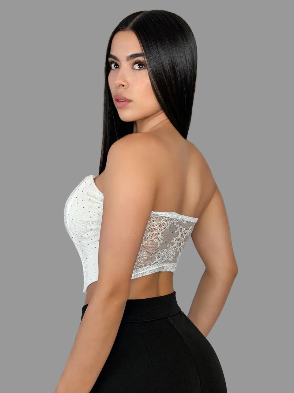 Corset encaje y brillos