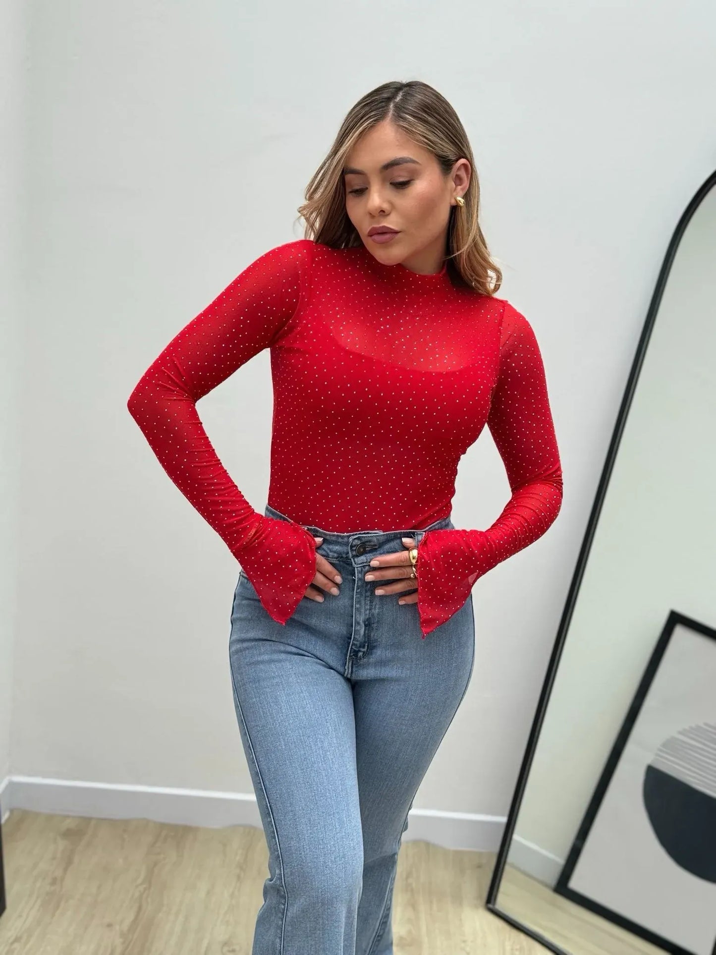 Body brillos manga larga