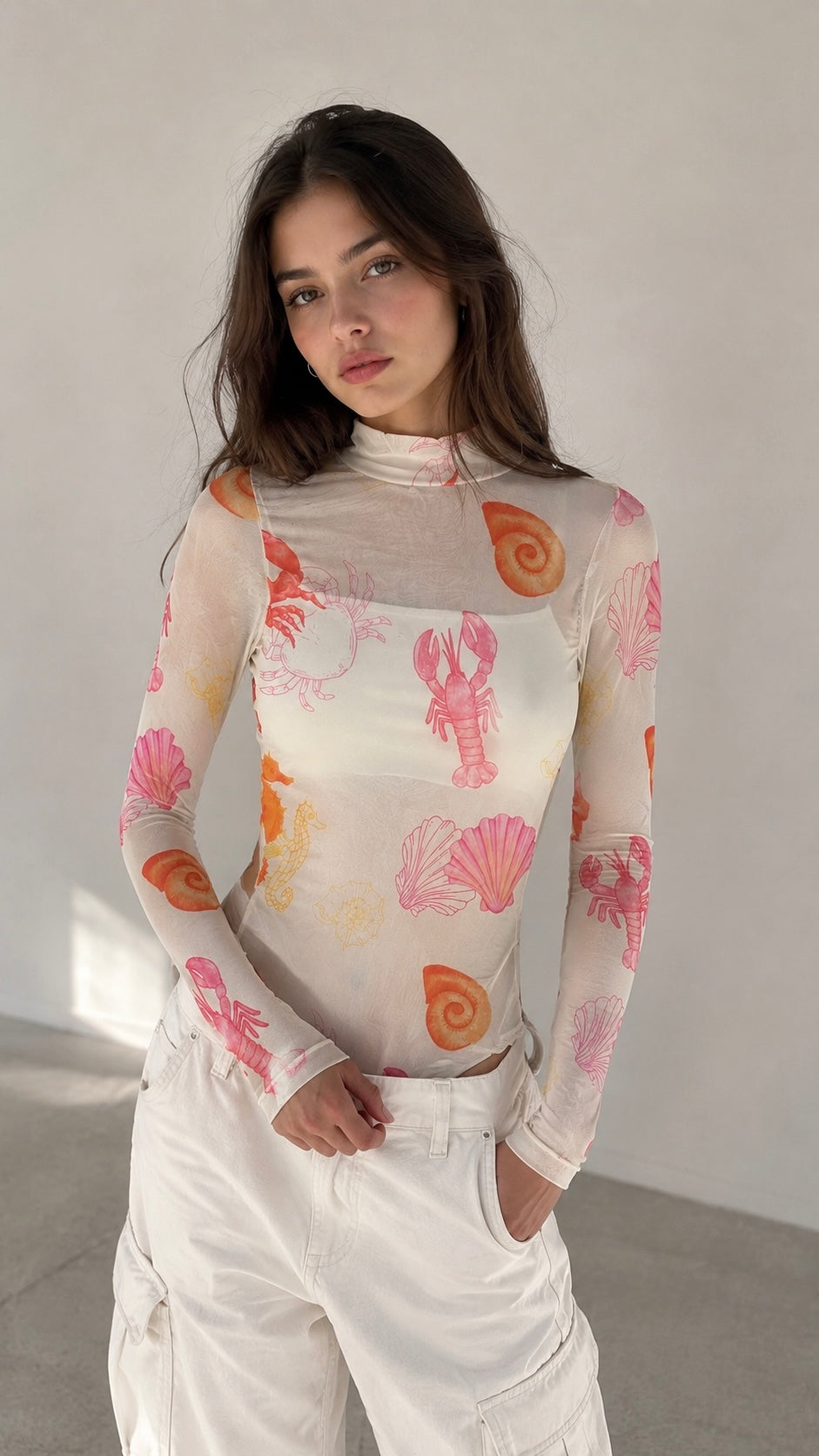 Body mallatex cuello tortuga estampado