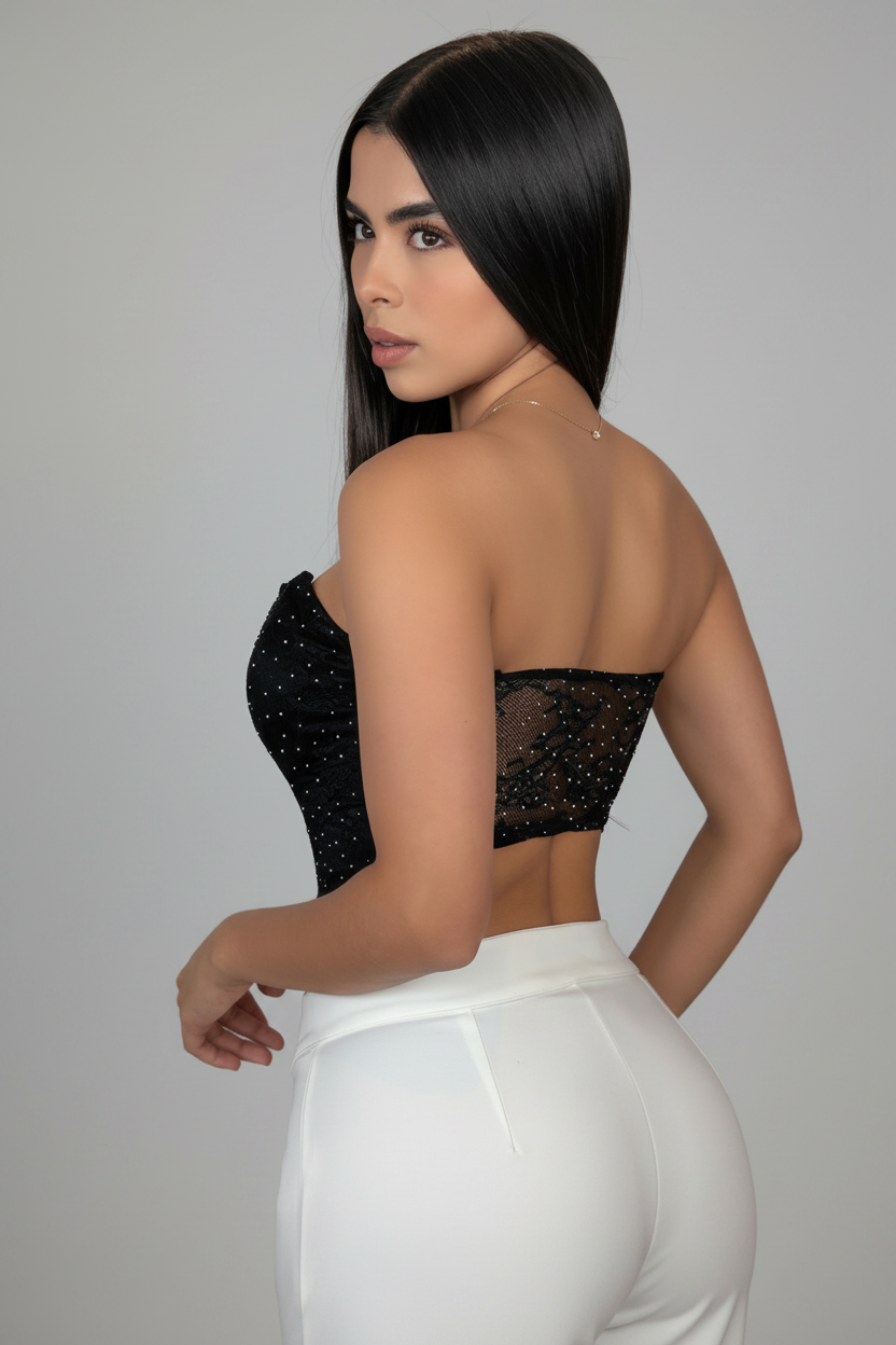 Corset encaje y brillos
