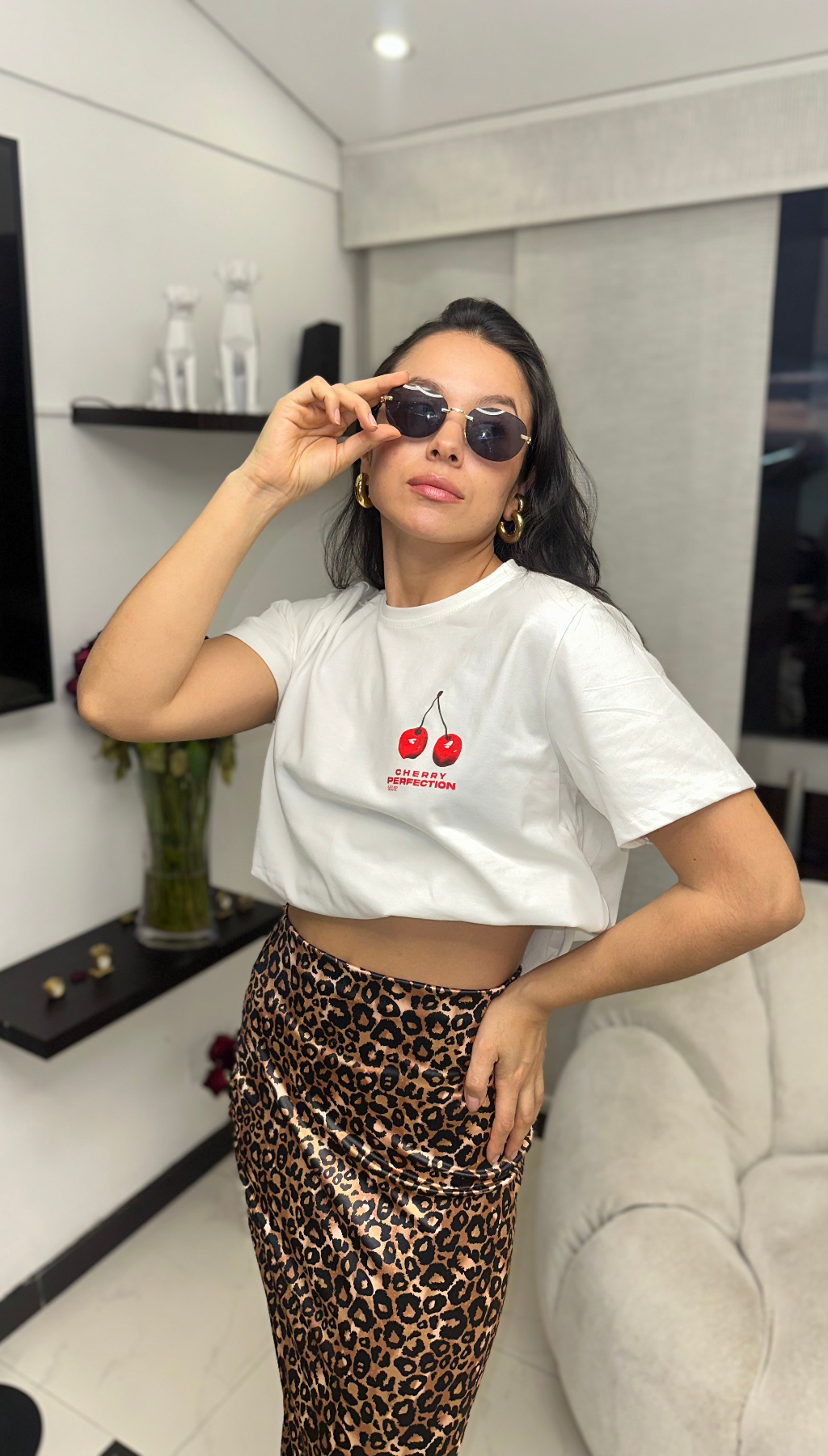 Falda larga animal print