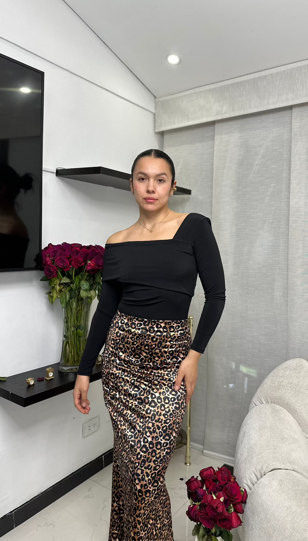Falda larga animal print