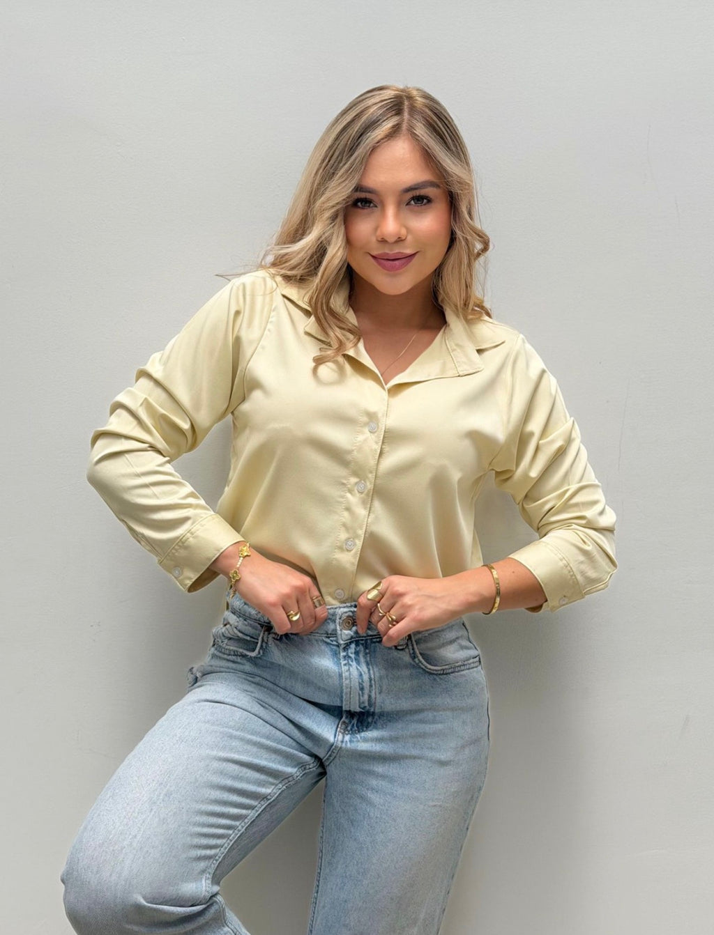 Camisa larga satín