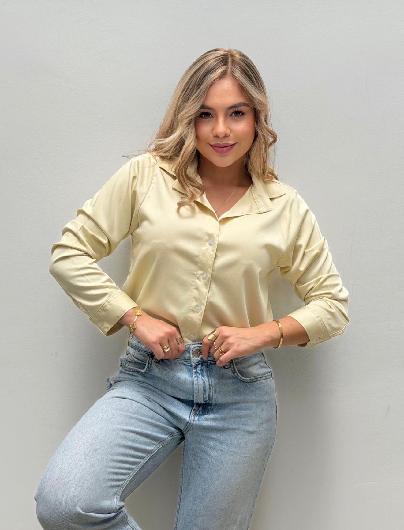 Camisa larga satín