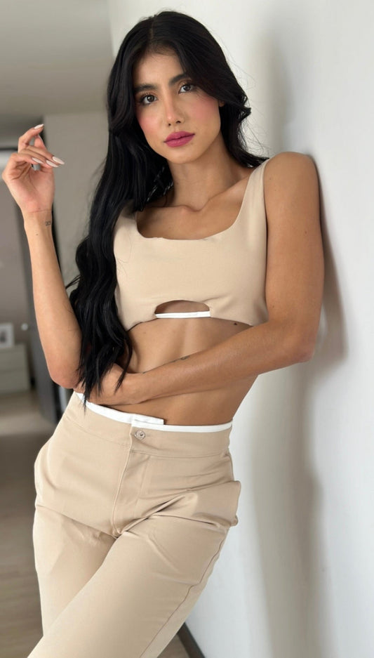 Set crop top y pantalon