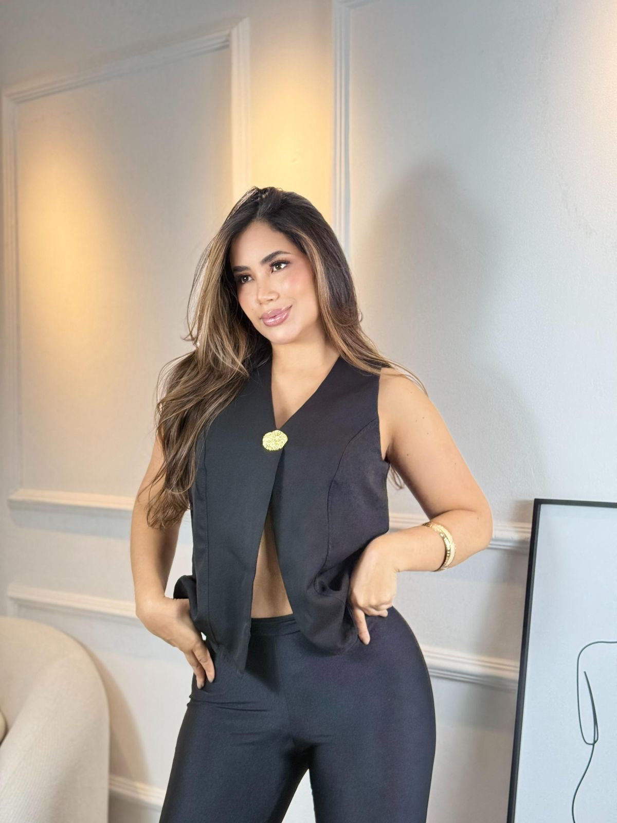 Chaleco Botón Dorado