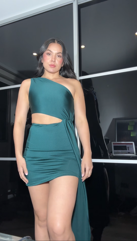 Vestido largo verde esmeralda